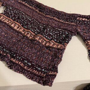 Boho Off-Shoulder Smocked Crop Top size S